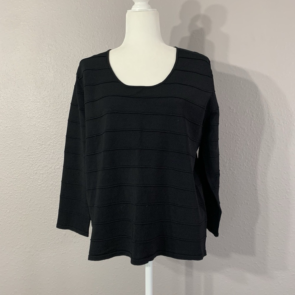 VTG Chico's Design Women's Size 2‎ Large Black Pullover Sweater Hong Kong
